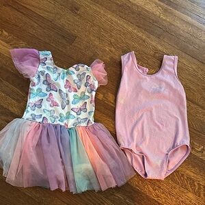Butterfly leotard with tutu and Purple shimmer Leotard